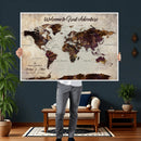 Custom Push Pin Map Wall Art Canvas Print – Personalized