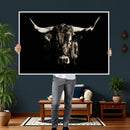 Black Bull Wall Art Canvas Print, Dark Longhorn Portrait by MyGreatCanvas | Canvas Wall Art Prints | Photo Prints & Wall Decor