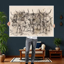 Abstract Cow Longhorn Wall Art Canvas Print for Cabin Decor by MyGreatCanvas | Canvas Wall Art Prints | Photo Prints & Wall Decor
