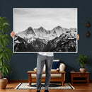 Black and White Mountain Wall Art Canvas Print, Snowy Alpine by MyGreatCanvas | Canvas Wall Art Prints | Photo Prints & Wall Decor