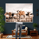 Texas Longhorn Cattle Wall Art Canvas Print, Sepia Western by MyGreatCanvas | Canvas Wall Art Prints | Photo Prints & Wall Decor