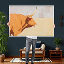 Minimal Longhorn Bull Wall Art Canvas Print, Neutral Western by MyGreatCanvas | Canvas Wall Art Prints | Photo Prints & Wall Decor