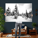 Black and White Snowy Pine Forest Wall Art Canvas Print, by MyGreatCanvas | Canvas Wall Art Prints | Photo Prints & Wall Decor
