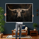 Vintage Longhorn Bull Wall Art Canvas Print – Rustic Western by MyGreatCanvas | Canvas Wall Art Prints | Photo Prints & Wall Decor