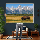 Bison in Mountain Landscape Wall Art Canvas Print – Western by MyGreatCanvas | Canvas Wall Art Prints | Photo Prints & Wall Decor