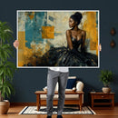 Elegant Woman Canvas Wall Art — Black Gold Gown Fashion by MyGreatCanvas | Canvas Wall Art Prints | Photo Prints & Wall Decor