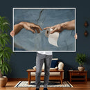 Funny Bathroom Canvas Wall Art, Michelangelo Creation of by MyGreatCanvas | Canvas Wall Art Prints | Photo Prints & Wall Decor