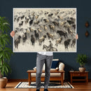 Cowboy Cattle Drive Canvas Wall Art, Western Longhorn Herd by MyGreatCanvas | Canvas Wall Art Prints | Photo Prints & Wall Decor