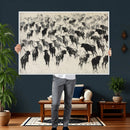 Longhorn Cattle Canvas Wall Art, Black White Stampede Ink by MyGreatCanvas | Canvas Wall Art Prints | Photo Prints & Wall Decor
