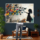 Banksy Butterfly Girl Wall Art Canvas Print, Framed Street by MyGreatCanvas | Canvas Wall Art Prints | Photo Prints & Wall Decor
