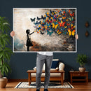 Banksy Graffiti Butterfly Girl Wall Art Canvas Print, Framed by MyGreatCanvas | Canvas Wall Art Prints | Photo Prints & Wall Decor