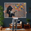 Urban Banksy Butterfly Girl Wall Art Canvas Print, Framed by MyGreatCanvas | Canvas Wall Art Prints | Photo Prints & Wall Decor