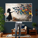 Banksy Butterfly Girl Wall Art Canvas Print, Framed Street by MyGreatCanvas | Canvas Wall Art Prints | Photo Prints & Wall Decor