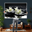 Plumeria Frangipani Black Stone Canvas | White Flower Spa by MyGreatCanvas | Canvas Wall Art Prints | Photo Prints & Wall Decor
