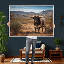 Texas Longhorn Bull Wall Art Canvas Print, Western Farmhouse