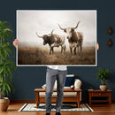 Texas Longhorn Canvas Wall Art Western Bull Desert Moody by MyGreatCanvas | Canvas Wall Art Prints | Photo Prints & Wall Decor