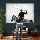 Cowboy Lasso Canvas Wall Art, Black White Western Horse by MyGreatCanvas | Canvas Wall Art Prints | Photo Prints & Wall Decor