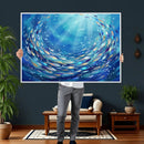 School of Fish Canvas Print | Blue Ocean Underwater Wall Art by MyGreatCanvas | Canvas Wall Art Prints | Photo Prints & Wall Decor