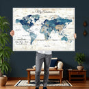 Watercolor World Map Canvas Wall Art Print – Abstract