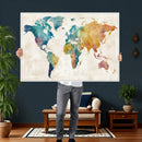 Watercolor World Map Canvas Wall Art Print – Abstract by MyGreatCanvas | Canvas Wall Art Prints | Photo Prints & Wall Decor