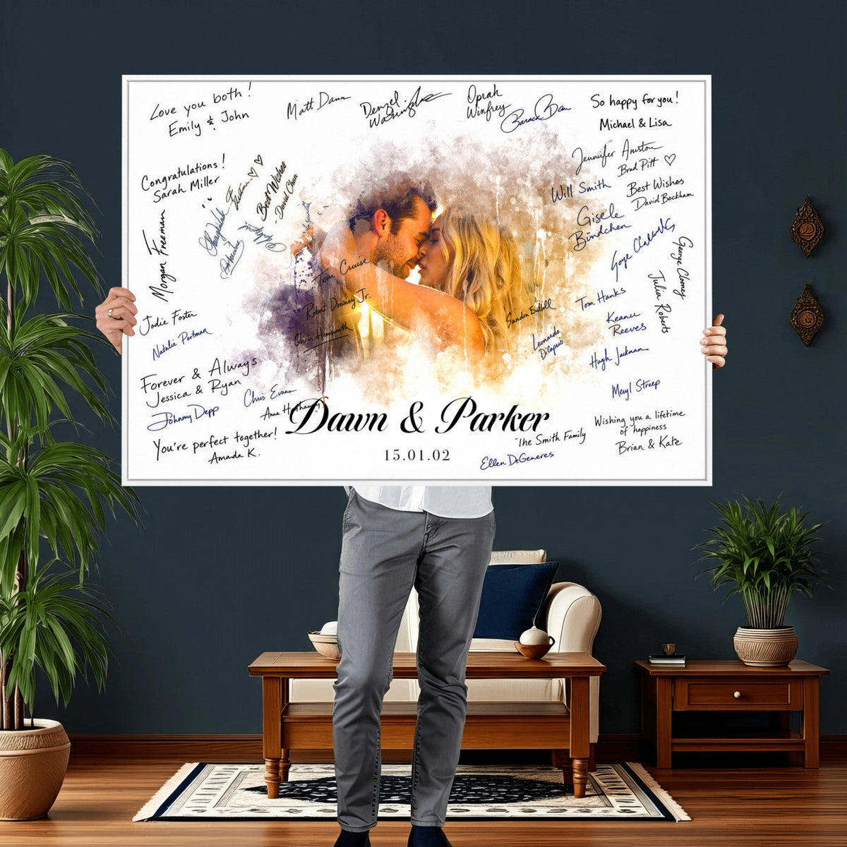 Wedding Guest Book Alternative Wall Art Canvas Print, Personalized, photo 11 of 27