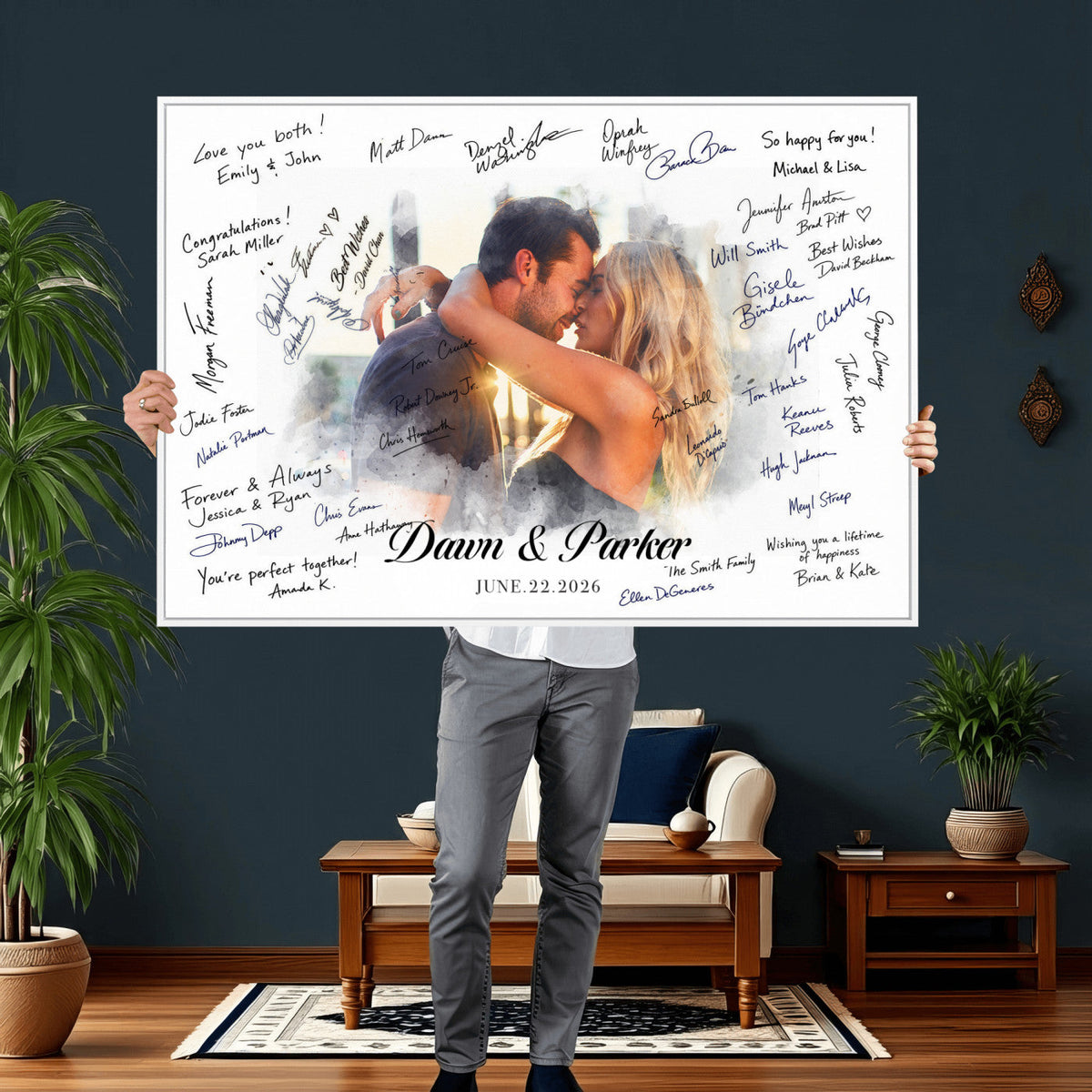 Wedding Guest Book Alternative Wall Art Canvas Print, Personalized, photo 8 of 25