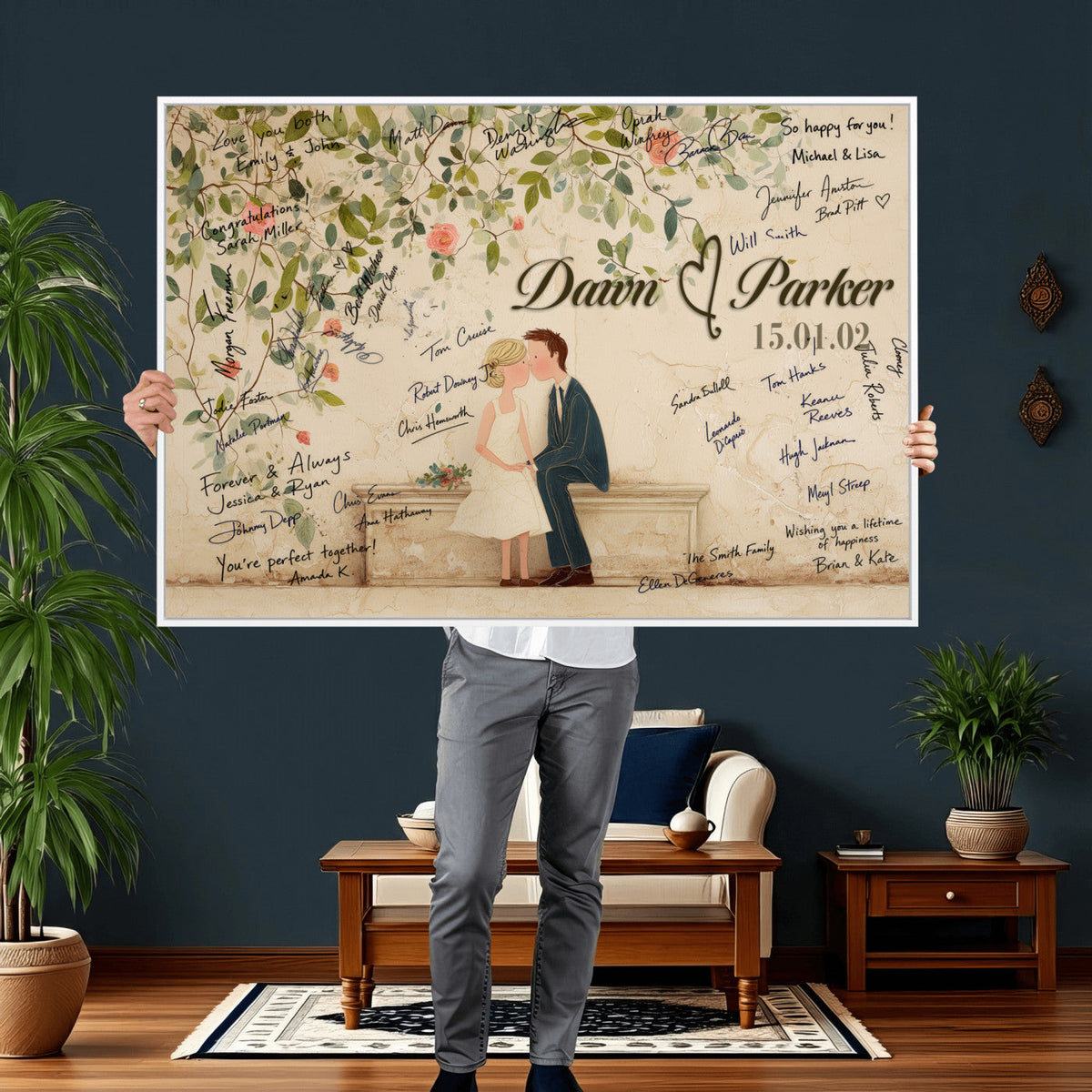Wedding Guest Book Alternative Wall Art Canvas Print, Personalized, photo 9 of 25