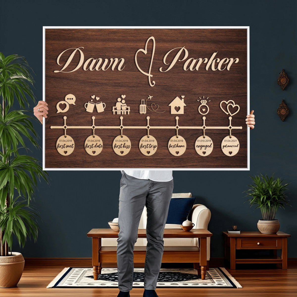 Personalized Couple Timeline Wall Art Canvas Print, Custom, photo 16 of 25