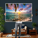 Hawaii Beach Sunset Canvas Wall Art Print, Tropical Ocean Landscape Artwork, Palm Tree Coastal Decor for Living Room Bedroom by MyGreatCanvas | Canvas Wall Art Prints | Photo Prints & Wall Decor