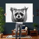 Funny Raccoon Canvas Wall Art, Black White Hands Up Animal Photo Print, Humorous Wildlife Decor, Kids Room Nursery Art, Quirky Animal Gift by MyGreatCanvas | Canvas Wall Art Prints | Photo Prints & Wall Decor