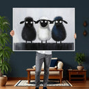 Funny Sheep Canvas Wall Art, Three Quirky Sheep Painting Print, Cute Animal Nursery Decor, Black White Navy Farmhouse Art, Kids Room Gift by MyGreatCanvas | Canvas Wall Art Prints | Photo Prints & Wall Decor