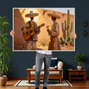 Mexican Couple Canvas Wall Art, Romantic Serenade Guitar Painting Print, Southwestern Desert Adobe Decor, Warm Golden Folk Art, Living Room Art by MyGreatCanvas | Canvas Wall Art Prints | Photo Prints & Wall Decor