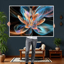 Fractal Lotus Canvas Wall Art, Blue Orange Glowing Flower Abstract Print, Modern Zen Meditation Room Decor, Ethereal Digital Art, Living Room by MyGreatCanvas | Canvas Wall Art Prints | Photo Prints & Wall Decor