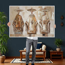 Mexican Folk Art Canvas Wall Art, Charro Poncho Sombrero Painting Print, Neutral Beige Boho Decor, Southwestern Impasto Style, Living Room Art by MyGreatCanvas | Canvas Wall Art Prints | Photo Prints & Wall Decor