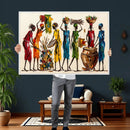 African Folk Art Canvas Wall Art, Colorful African Women Village Painting Print, Tribal Ethnic Home Decor, Vibrant African Art, Living Room by MyGreatCanvas | Canvas Wall Art Prints | Photo Prints & Wall Decor