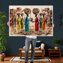 African Folk Art Canvas Wall Art, Colorful African Women Village Painting Print, Tribal Ethnic Home Decor, Vibrant African Art, Living Room by MyGreatCanvas | Canvas Wall Art Prints | Photo Prints & Wall Decor