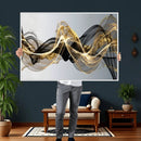 Black and Gold Abstract Wall Art, Modern Wave Canvas Print, Elegant Flowing Smoke Art, Luxury Living Room Decor by MyGreatCanvas | Canvas Wall Art Prints | Photo Prints & Wall Decor