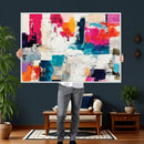 Blue Teal Abstract Canvas Wall Art, Modern Textured Painting Print, Navy Orange White Contemporary Art, Neutral Living Room Decor, Office Art by MyGreatCanvas | Canvas Wall Art Prints | Photo Prints & Wall Decor