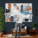 Blue Teal Abstract Canvas Wall Art, Modern Textured Painting Print, Navy Orange White Contemporary Art, Neutral Living Room Decor, Office Art by MyGreatCanvas | Canvas Wall Art Prints | Photo Prints & Wall Decor