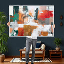 Blue Teal Abstract Canvas Wall Art, Modern Textured Painting Print, Navy Orange White Contemporary Art, Neutral Living Room Decor, Office Art by MyGreatCanvas | Canvas Wall Art Prints | Photo Prints & Wall Decor