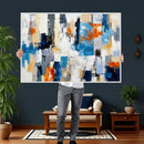 Blue Teal Abstract Canvas Wall Art, Modern Textured Painting Print, Navy Orange White Contemporary Art, Neutral Living Room Decor, Office Art by MyGreatCanvas | Canvas Wall Art Prints | Photo Prints & Wall Decor