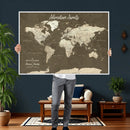 Personalized Push Pin World Map Canvas Print – Custom Travel