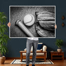 Vintage Baseball Glove and Bat Sports Wall Art Canvas,