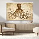 Sepia Octopus Wall Art Abstract Animal Canvas Print