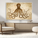 Sepia Octopus Wall Art Abstract Animal Canvas Print