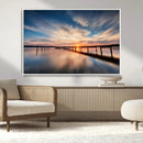 Wooden Pier on Seascape and Sunset Wall Art Canvas Print by MyGreatCanvas | Canvas Wall Art Prints | Photo Prints & Wall Decor