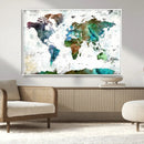 Modern Watercolor World Map Canvas Wall Art – Framed by MyGreatCanvas | Canvas Wall Art Prints | Photo Prints & Wall Decor