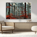 Autumn Forest Wall Art – Enchanting Red Leaves Canvas Print,