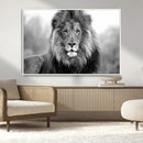 Black and White Lion Canvas Wall Art – Animal Print Artwork