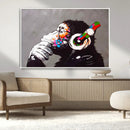 Dj Monkey Listening to Music Wall Art Print | Banksy Monkey by MyGreatCanvas | Canvas Wall Art Prints | Photo Prints & Wall Decor